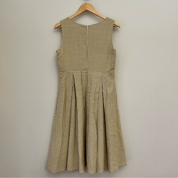ANTHROPOLOGIE MO:VINT Sleeveless Yellow Plaid Fit-and-flare Dress Women’s Medium - Picture 2 of 8